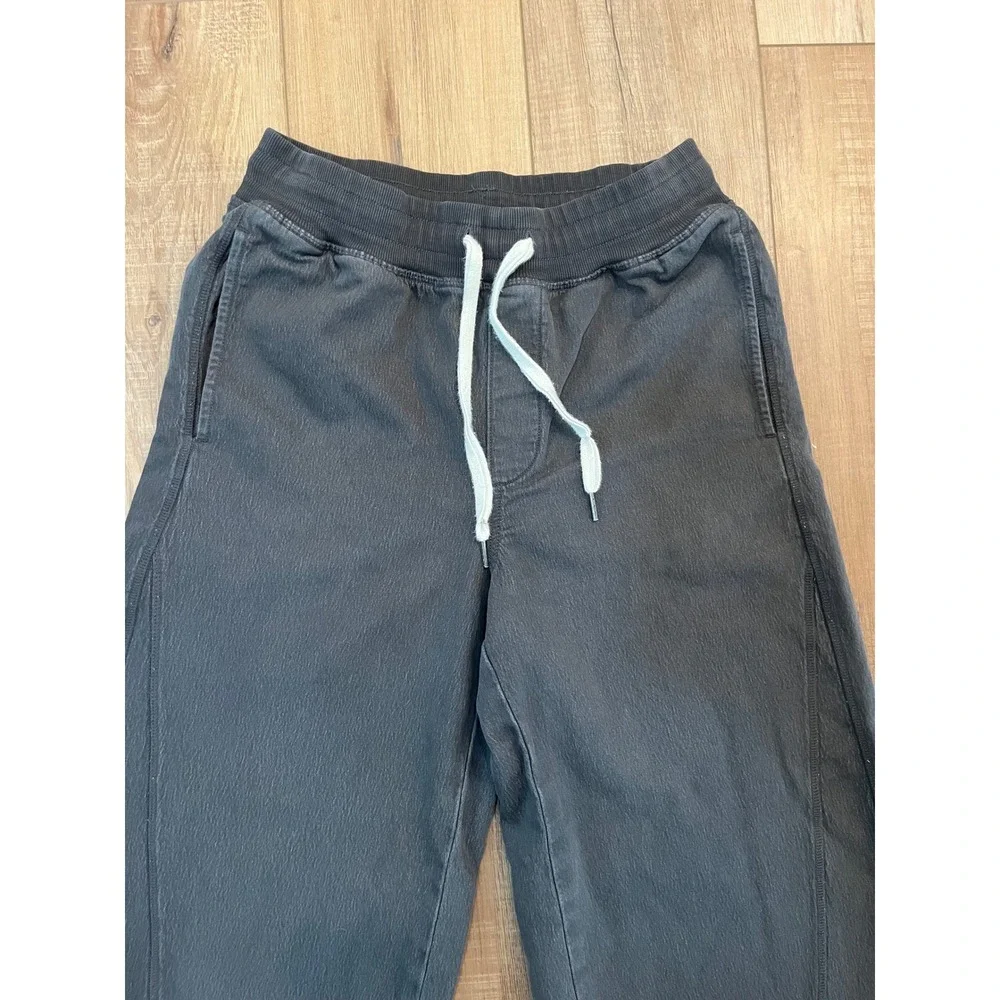 Aerie Wide Leg Lounge Pants Faded Black Drawstring Raw Hem Small - Picture 2 of 9